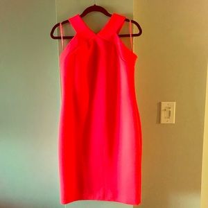 Ted Baker Stretch Scuba Knit Dress bright coral size 4=Large